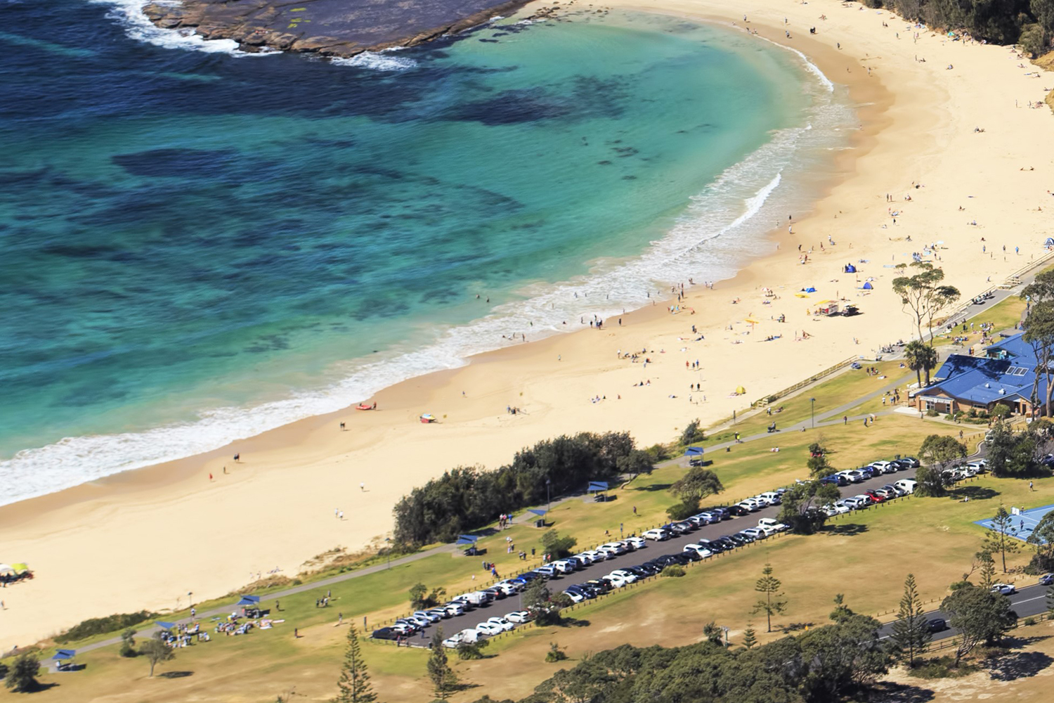 Mollymook beach reserve as seen from above.