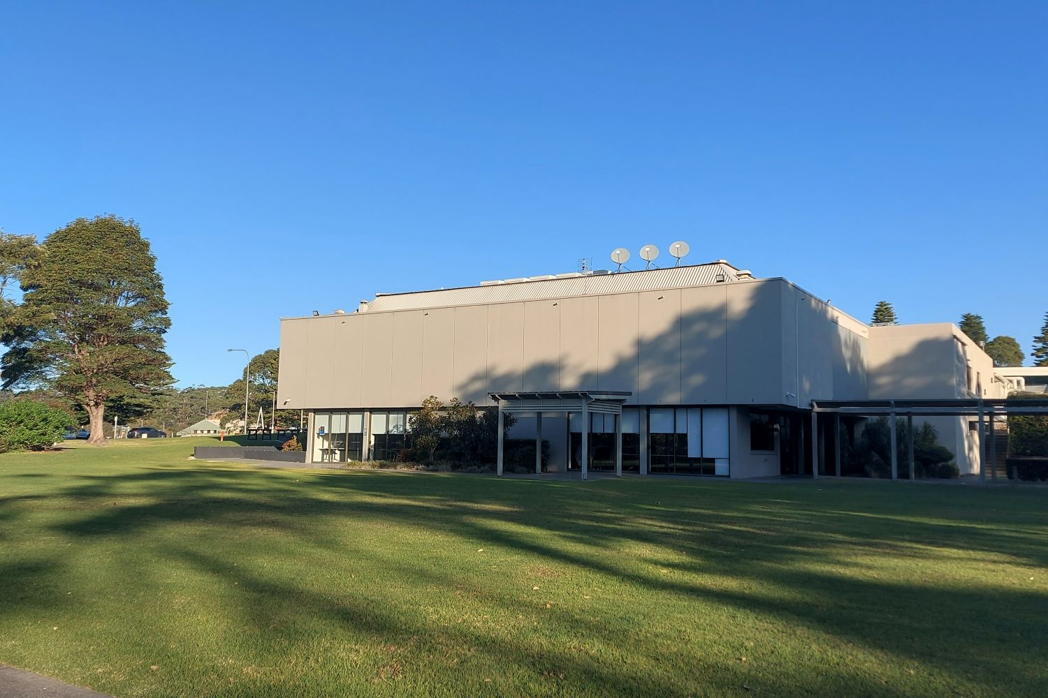 Lawn and northern side of building