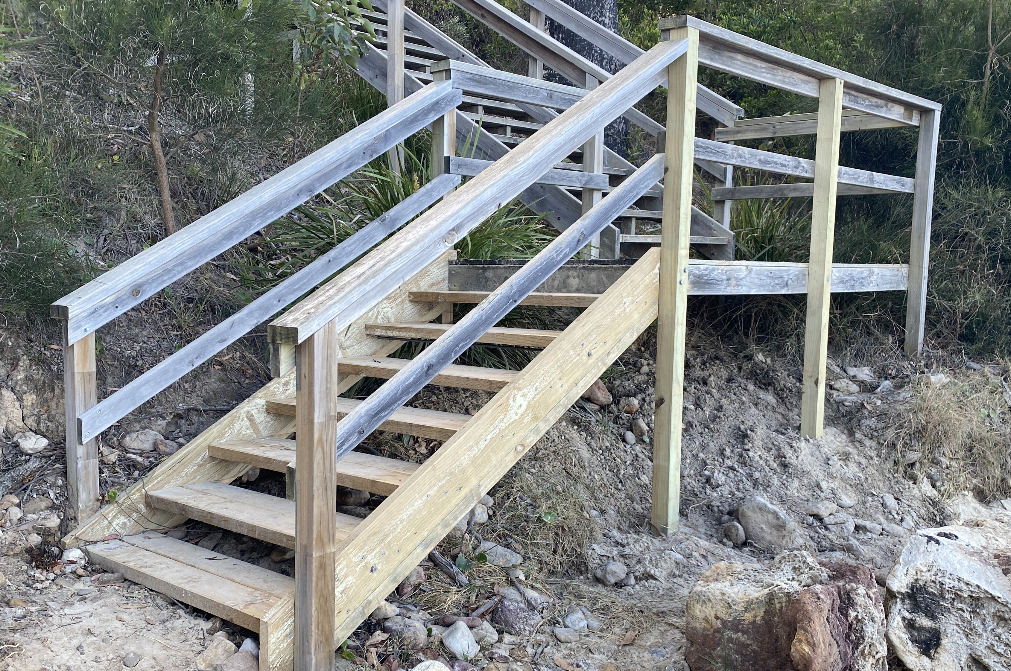 Repaired beach access stairs to Dee Beach