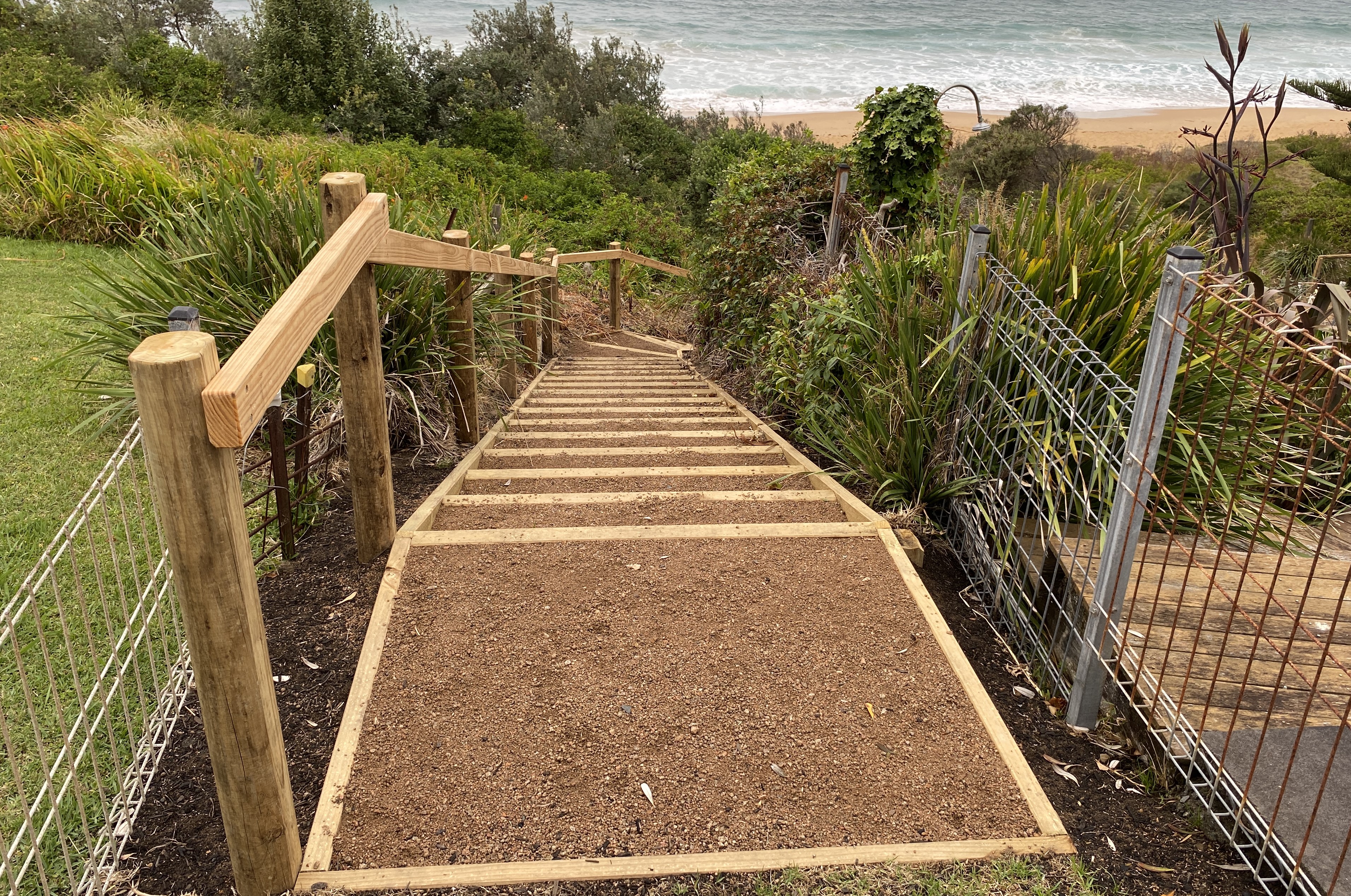 Upgraded beach access stairs and path