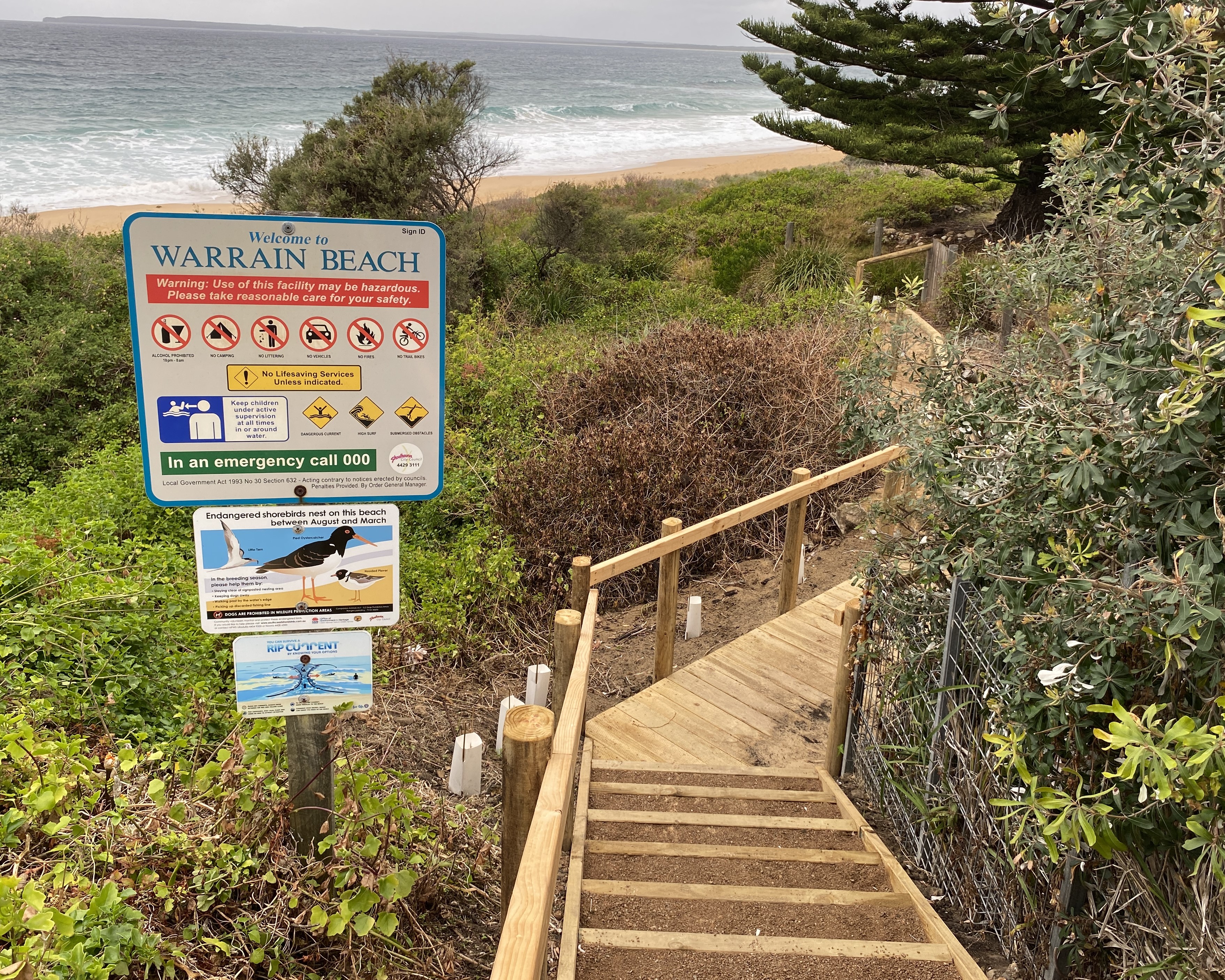 Completed beach access stairs