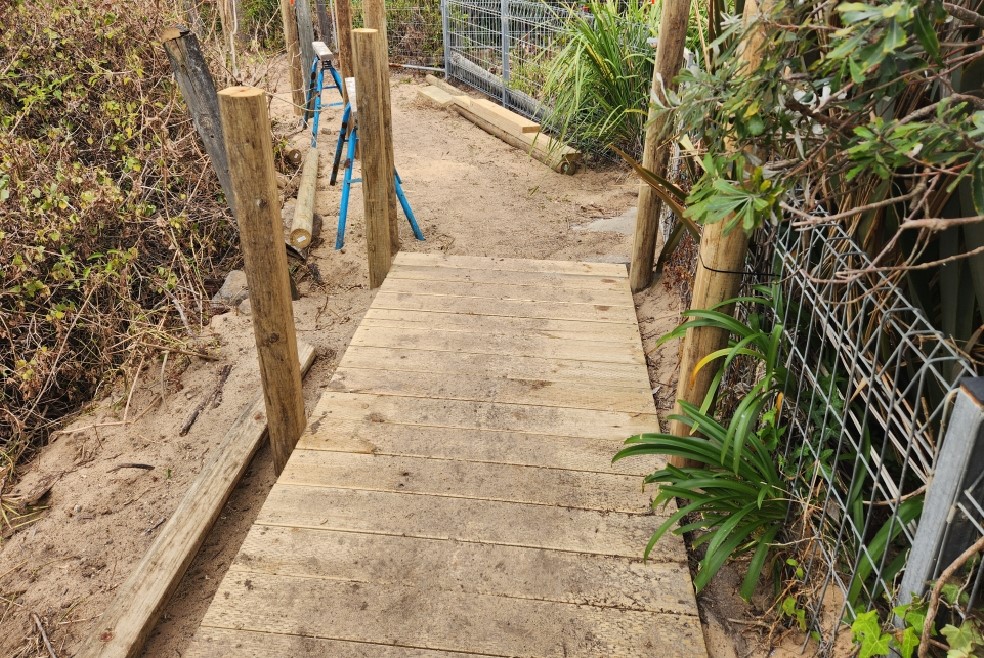 Beach stairs in construction