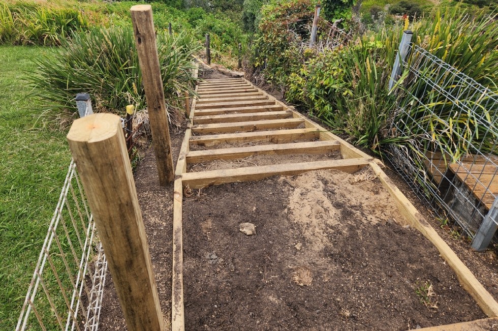 Beach stairs in progress 1