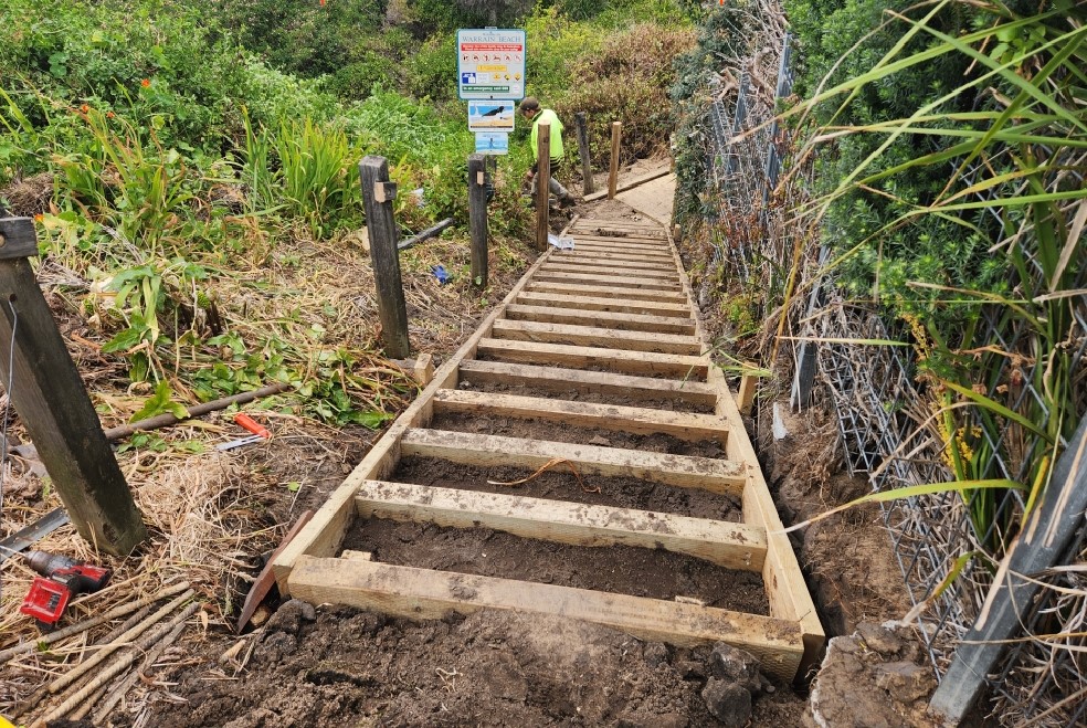 Beach stairs in progress Recover