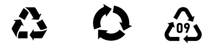 Examples of different recycling symbols.