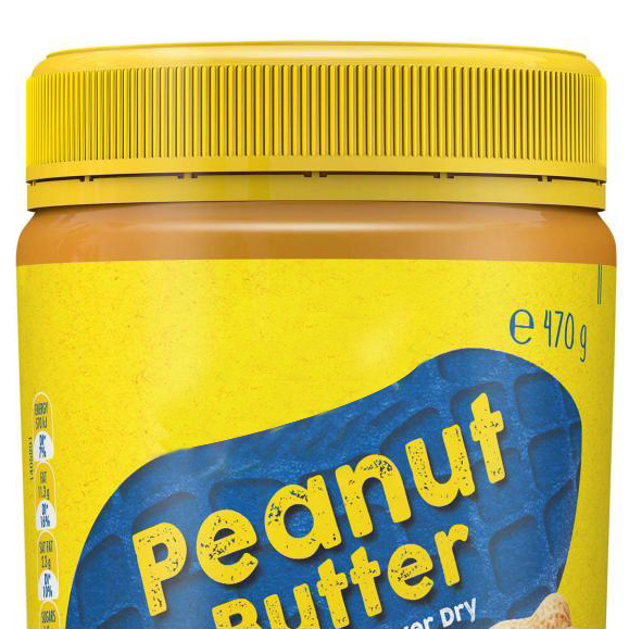 plastic lid of peanut butter jar