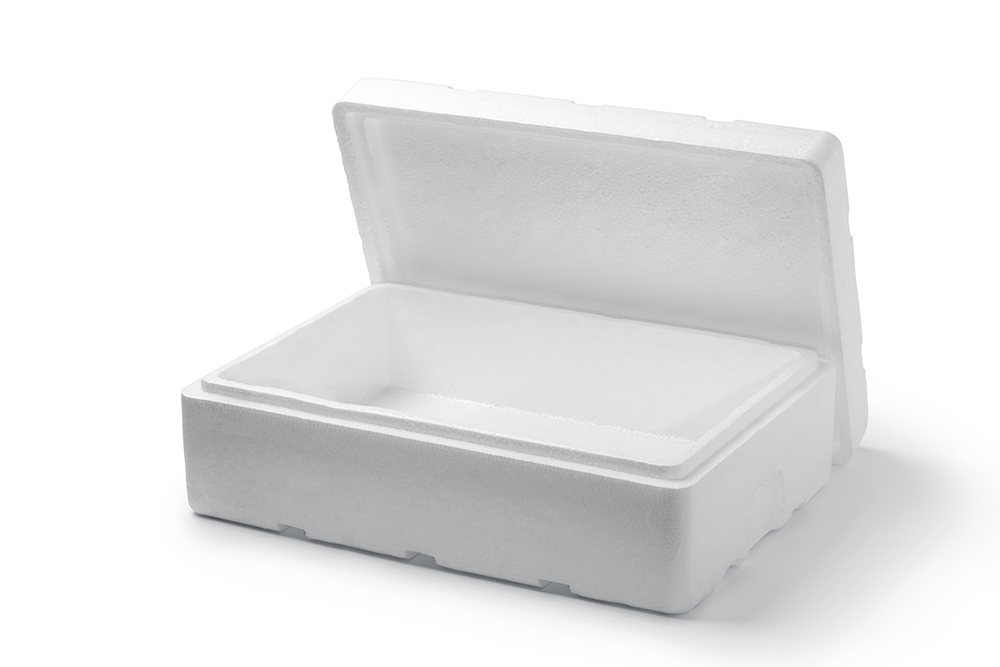 white clean polystyrene box with lid