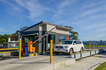 The entrance to ulladulla depot with a car on the weighbridge.