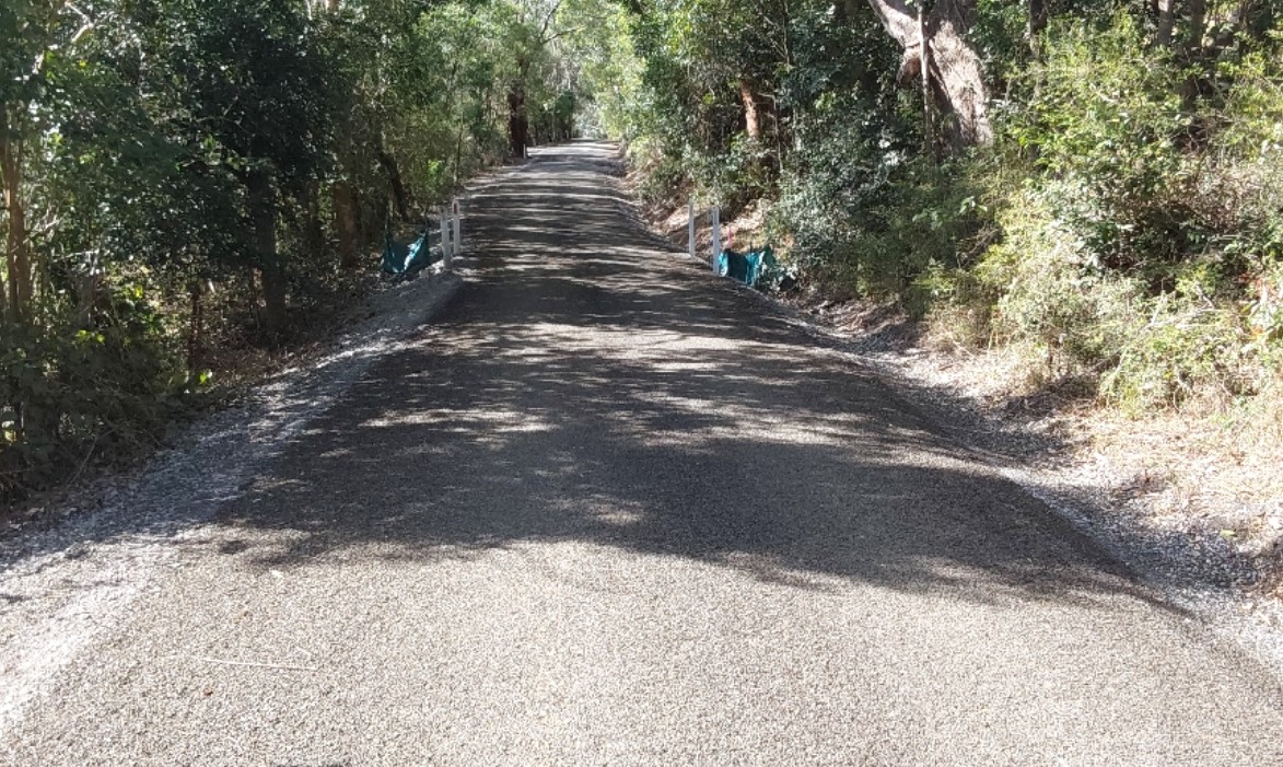 Completed pavement repairs on Bundewallah Road.