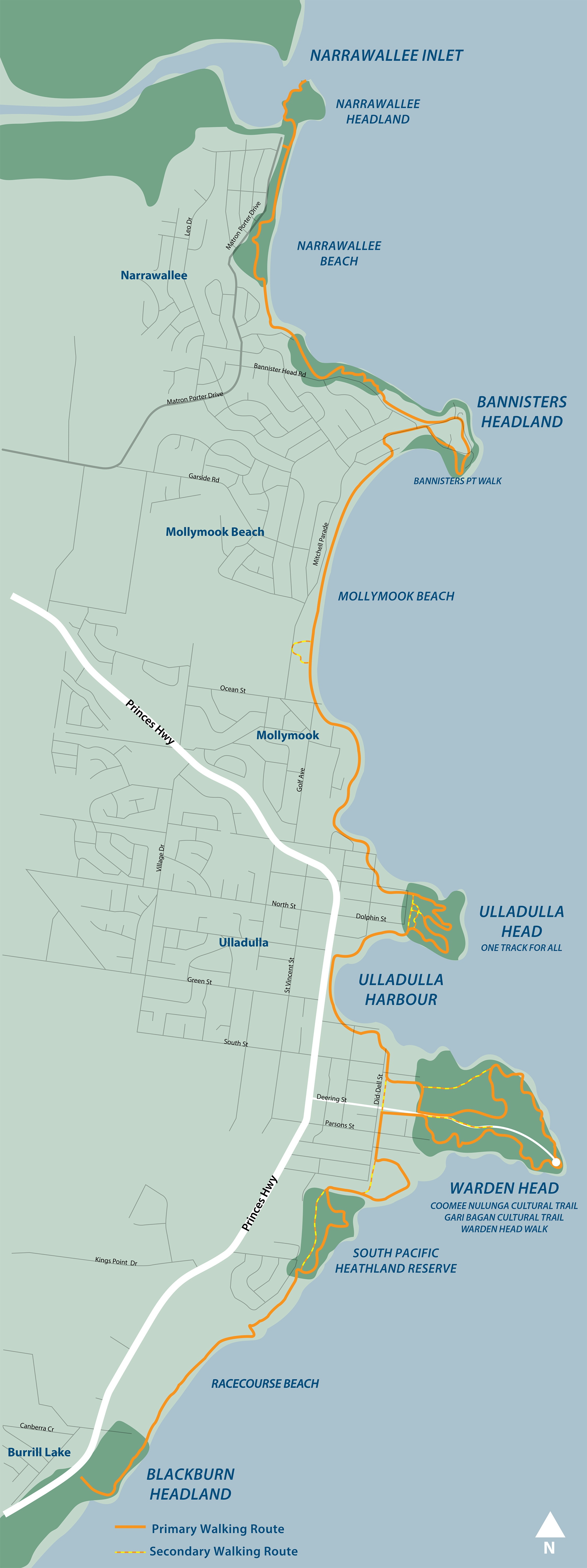 Map of the Southern Headlands Walk area