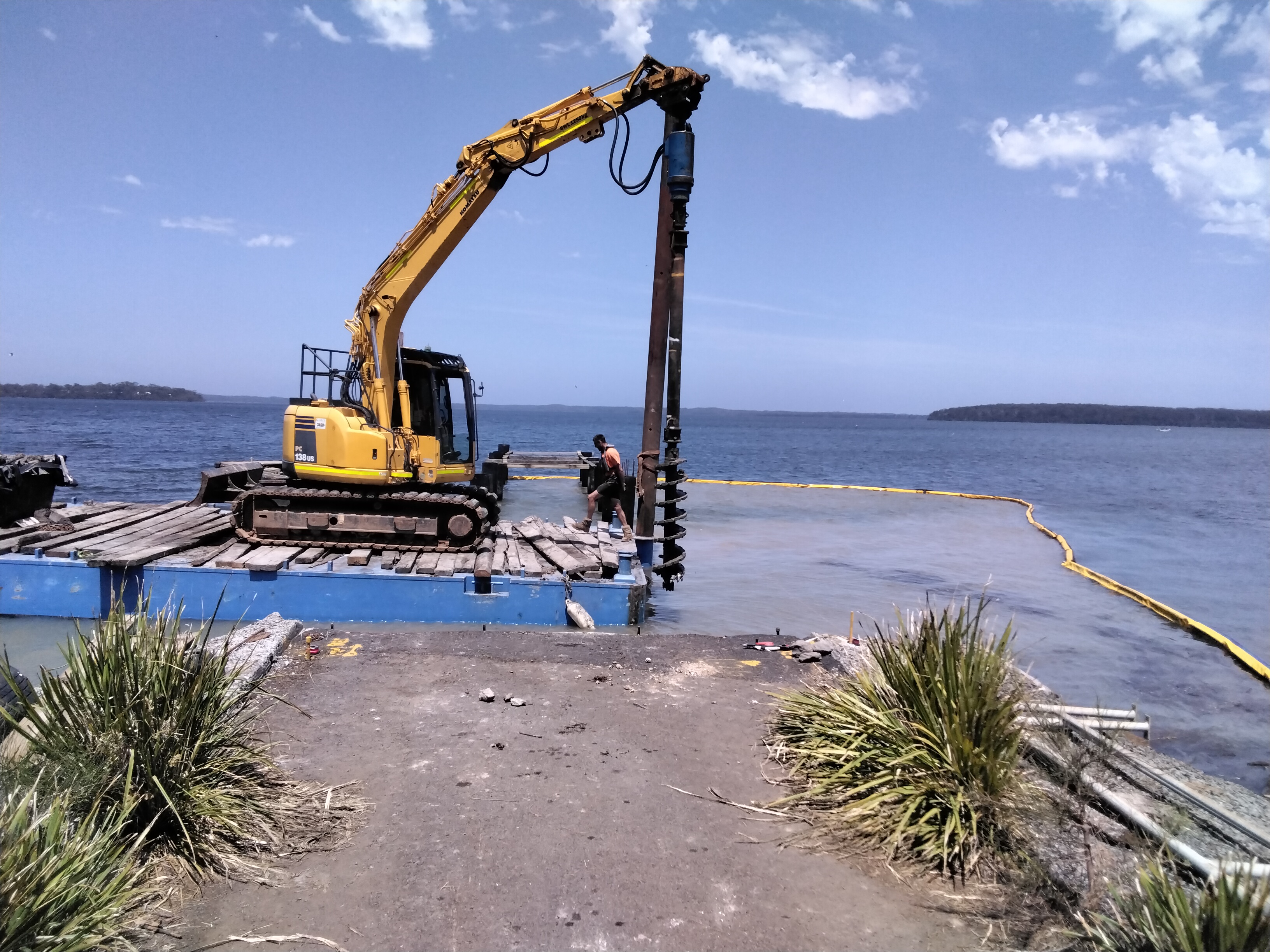 Barge crane works on Island Pt Rd jetty