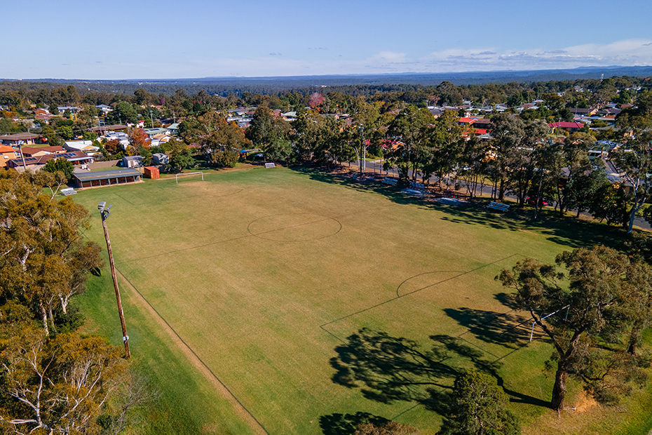 Aerial view of soccer field